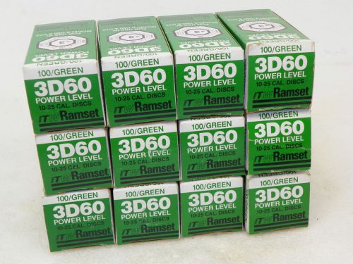 NEW Lot of (12) Boxes RAMSET 3D60 25CAL. DISC LOADS 10X10 DISC- TOTAL 1,200 pcs