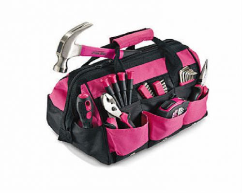 Pink canvas toolbox 12 &#034; gardening  multi-purpose bag 30 piece tool set for sale