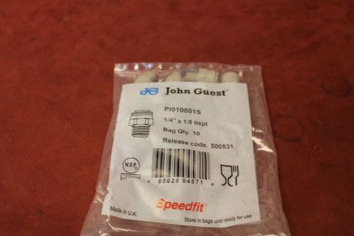 John Guest PI010801S 1/4&#034; T x 1/8 BSPT  Straight Adapter PK 10 New