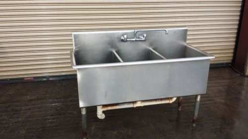 3 Compartment Commercial SS Sink with drains