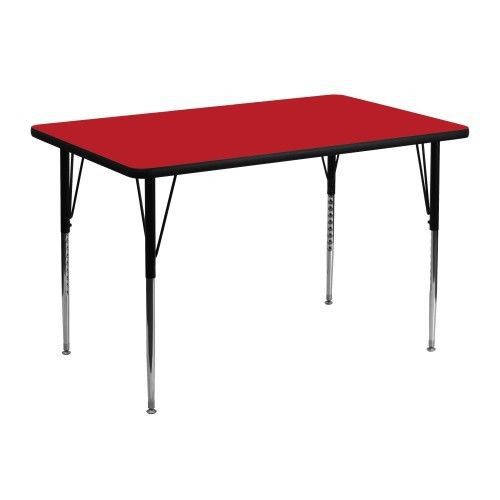 Flash Furniture XU-A3048-REC-RED-H-A-GG 30&#034; x 48&#034; Rectangular Activity Table, Hi