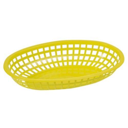 Winco POB-Y Large Oval Food Basket, Yellow 10-1 / 4&#034; x 6-3 / 4&#034; x 2&amp;qu