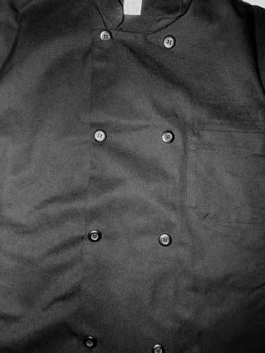 Chef Coat (Eight Pearl Button - Black) by Chef Design (65% PE/35% Combed Cotton)