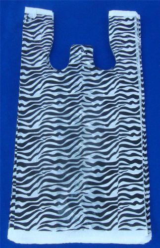 50 Zebra Print Design Plastic T-Shirt Retail Shopping Bags Handles 8&#034;x5&#034;x16&#034;
