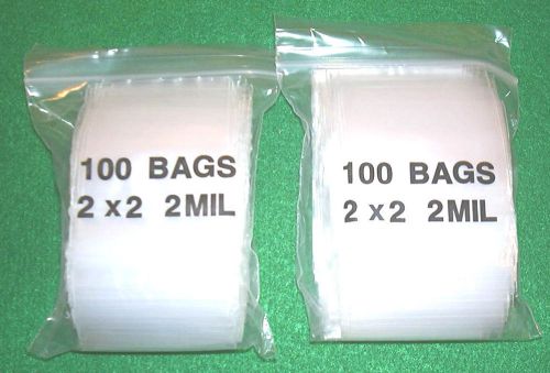 200 2 x 2 inch Clear Zip Lock Bags  2 Mils  Clear Storage Bags / Display Bags