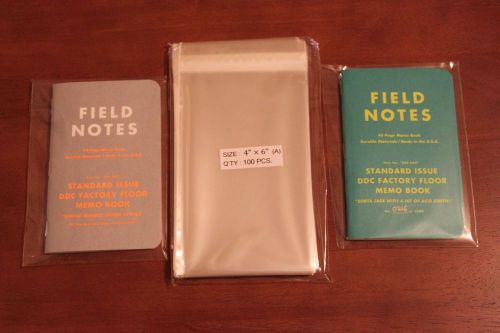 100 4&#034; x 6&#034; Clear Resealable Plastic Sleeves (Field Notes not included!)