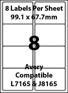 Avery L7165 Compatible Inkjet/Laser - 8 Blank Address Labels - 5 Sheets