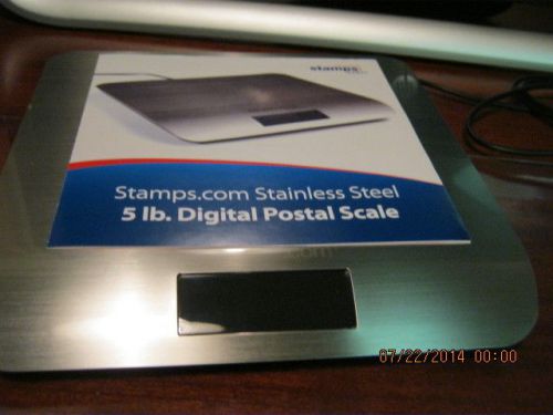 STAMPS.COM INTEGRATED LCD DIGITAL POSTAGE SCALES 5 LB. STAINLESS STEEL USB GREY