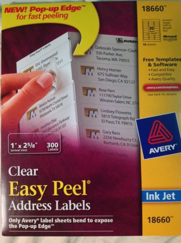 Avery Easy Peel® Clear Address Labels Inkjet Printers 18660, 1&#034; x 2-5/8&#034;, 300 ct
