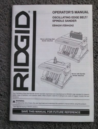 Rigid oscillating edge belt/spindle sander operator&#039;s manual