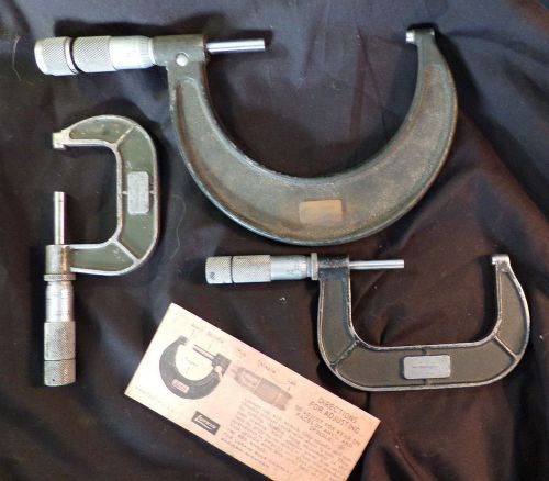 Set of 3 Lufkin Micrometers 1&#034; to 2&#034;, 2&#034; to 3&#034;, 3&#034;to 4&#034; Three Nice quality Mics