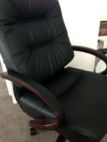 Hon Office Chair, Leather, High Back, Black/Mahogany, Fully Adjustable, 21&#034; seat