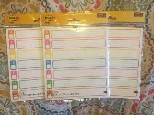 Post It Notes Weekly Calendar -25 pages each (3 pack)