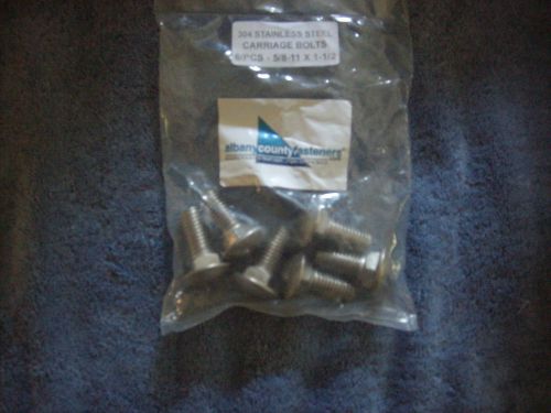 304 stainless steel carriage bolt 5/8-11x 1 1/2...6 pack for sale