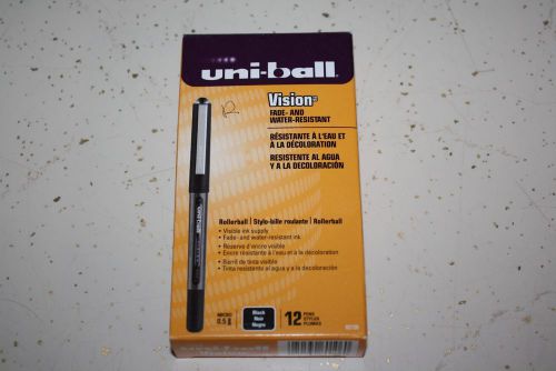 Uni-Ball Rollerball Vision Ink Pens Micro .5mm Black 12 Pens Fade resistant ink