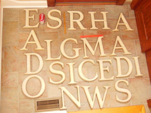 Vintage Wooden Commercial Sign Letters 21 Letters 12&#034; Storefront Marquee