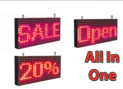 Led open sign6&#039;&#034;x 12&#034; programmable all in one red color window display buy now! for sale