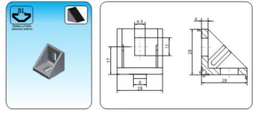 T slot angle 28x28x28 serial 8l (1pcs) for sale