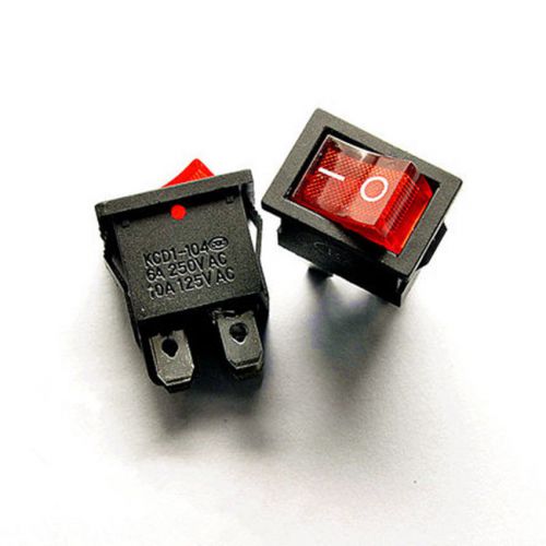 10PCS 2 files 4 Pin Medium rocker switch power switch 6A 250V Red LED