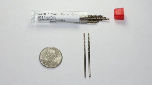 High Speed Steel Twist Drills sized 50 (1.78mm) (pack of 10)