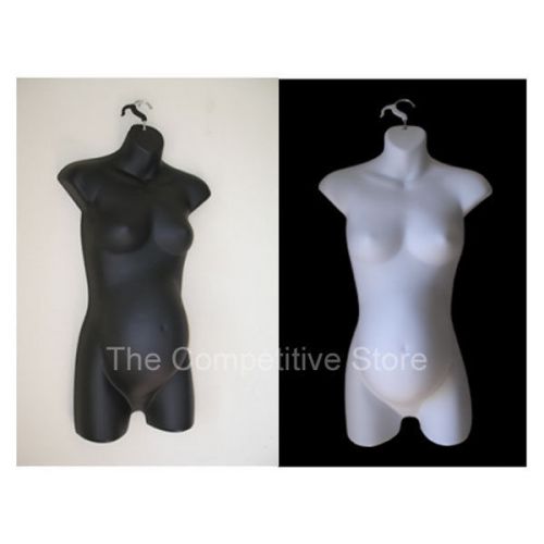 Maternity Female Dress Mannequin Form Pregnant Set Black White - 2 Forms