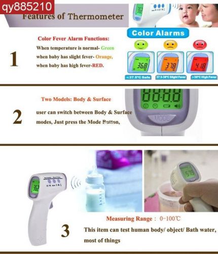 Digital Non-contact Infrared Forehead Body Thermometer with Three-color... 7E4