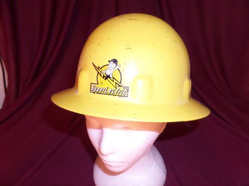 Vintage superlectric yellow hard hat-adjustable-fibremetal-collectible-med/lg for sale