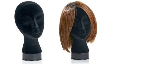 Black Velvet Look Mannequin Female Head 8&#034;L x 6&#034;W x 12&#034;H US Seller