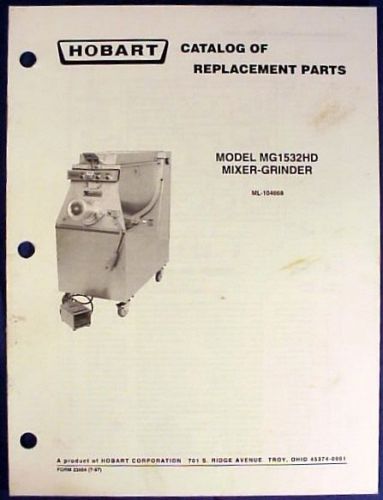Hobart model mg15362hd mixer-grinder catalog of replacement parts for sale