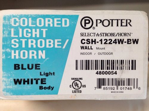 Potter csh-1224w-bw security horn &amp; blue strobe light white body emergency wall for sale