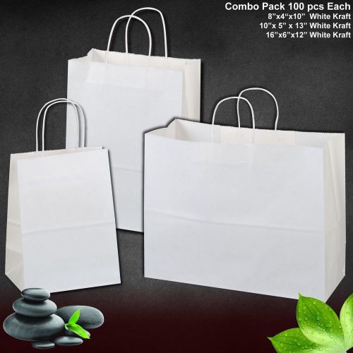 White Paper Bag Gift Bag Retail Bag Merchandise Bag Kraft Bag Shopping Bag