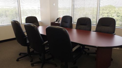 Large conference room set, wood with leather chairs
