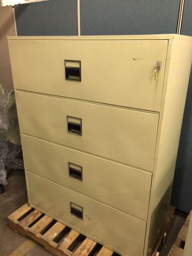 4 drawer lateral sz fire-proof file cabinet by meilink w/lock&amp;key rating 350-1hr for sale