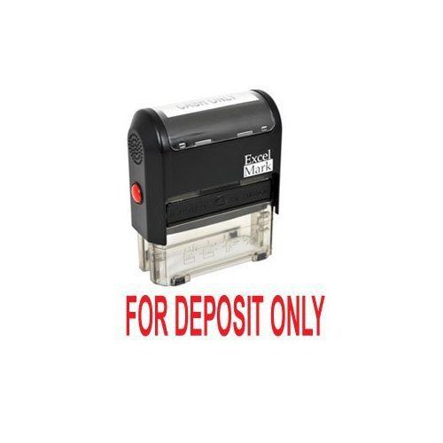 FOR DEPOSIT ONLY Self Inking Rubber Stamp - Red Ink (42A1539WEB-R), New