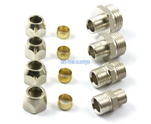 5pcs Brass 8mm to 1/2&#034; BSP Compression Connector Fitting Fuel Gas Hose Coupler