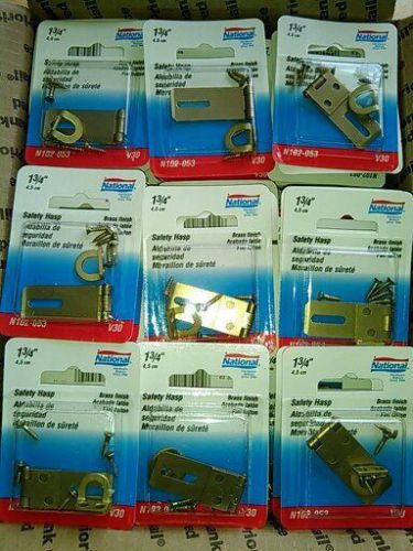 1-3/4&#034; BRASS FINISH SAFETY HASP N102-053 NATIONAL -QTY- 20 NEW PACKAGES