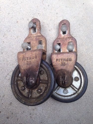 2 vintage industrial steampunk wheels library ladder casters phone co. putma 35 for sale