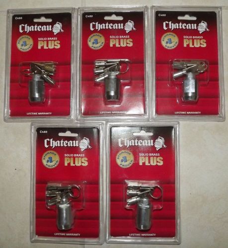 5 Chateau Self Storage Cylinder Locks with 3 Keys C480 - Lot of 5 Retail Packed