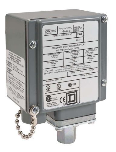 Schneider Electric 9012GCW1 600 Volt Pressure Switch, Type G, Piston