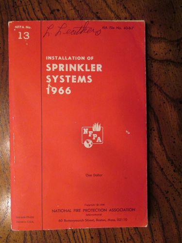 1966 COPY  N.F.P.A. NO. 13  INSTALLATION OF SPRINKLER SYSTEMS