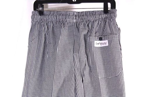 Chef Works Baggies Size M Checkered Chef Pants Poly Cotton Blend NWT