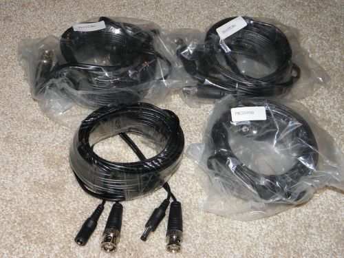 New CCTV video and power cable, 25 ft, BNC to BNC end, 4 pcs pack