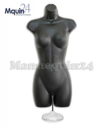 Female mannequin dress body forms black w/stand &amp; hook for hanging pants display for sale