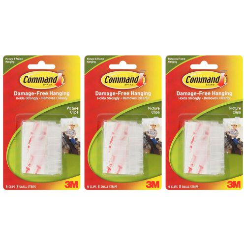 3M Command Damage-Free Hanging Picture Clips, Clear, 18/Pack (17210CLR)