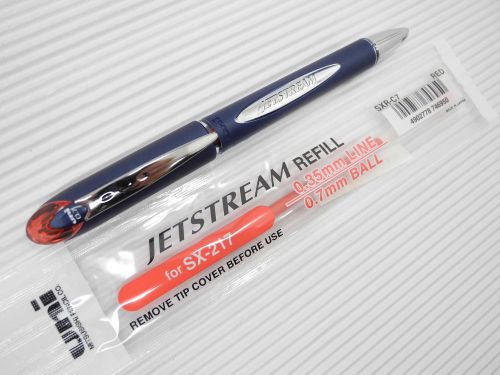(1 pen +1 refill) Uni-Ball Jetstream SX-217 fine point ball ballpoint pen Red