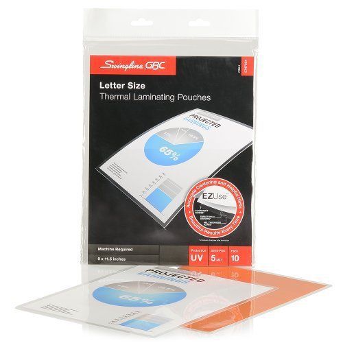 Swingline GBC EZUse Thermal Laminating Pouches, Letter Size, 5 mil, 10 Pack