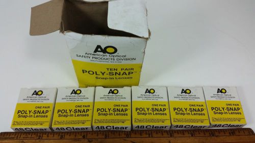 Lot of 6 pair AO Poly-Snap Snap-in lenses  NOS  American Optical Safety lenses