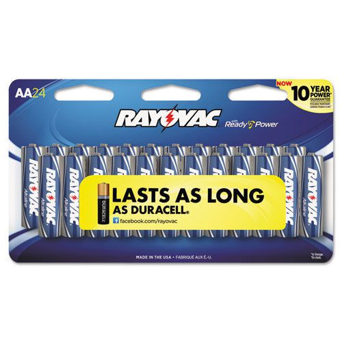 Rayovac alkaline batteries, aa, peggable large card, 24/pk for sale