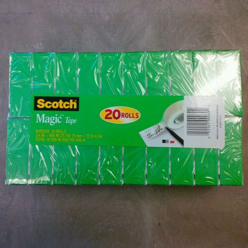 NEW 20 ROLL PACK SCOTCH MAGIC TAPE #810 3/4&#034; X 900&#034; 1&#034; CORE