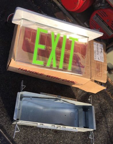 Lithonia Precise LED Edge LIT Green EXIT Sign With Rough-in Section